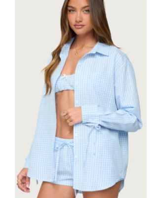 Women's Yaffa Oversized Gingham Button Up Shirt