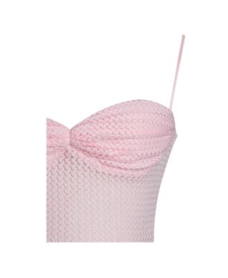 Women's Pallas Pink Lace Trim Crochet Mermaid Maxi Dress