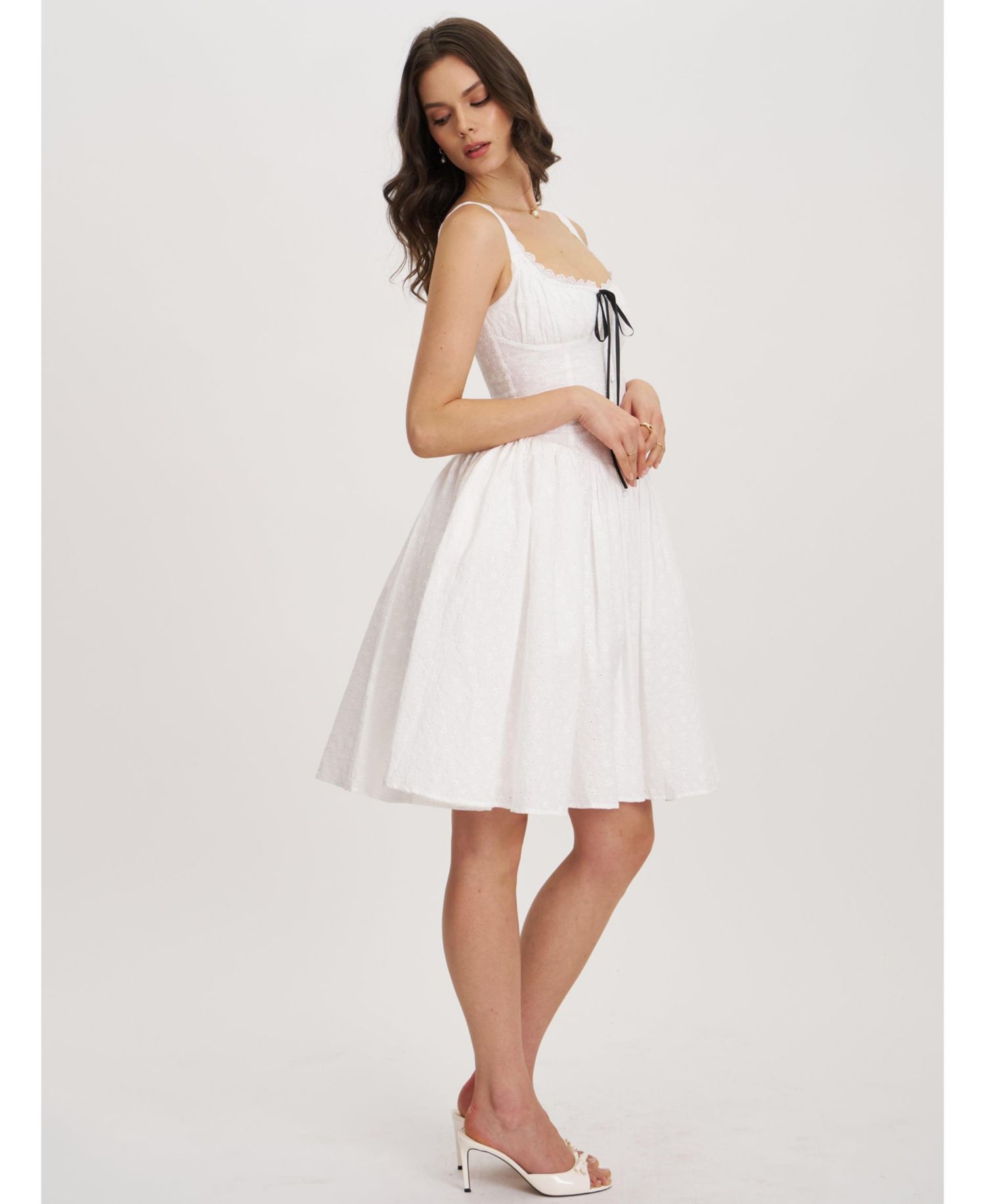 Women's Madison Cotton Eyelet Square Neck Dress