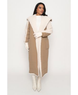JLUXLABEL Women's Contrast Sherpa Coat - Macy's