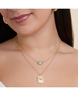 Gold-Tone Layered Evil Eye Pendant Necklace Set