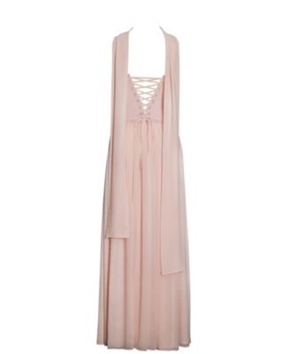 Women's Qianna Baby Pink Peplum Top Drop Waist Chiffon Gown