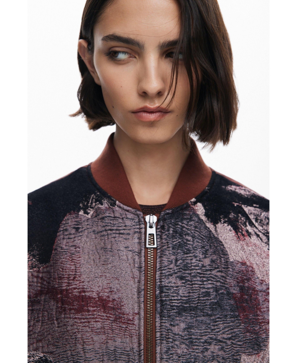 Desigual Onion Quilted Puffer Bomber Jacket In Multi