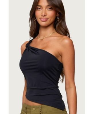 Women's Knotted One Shoulder Asymmetric Top