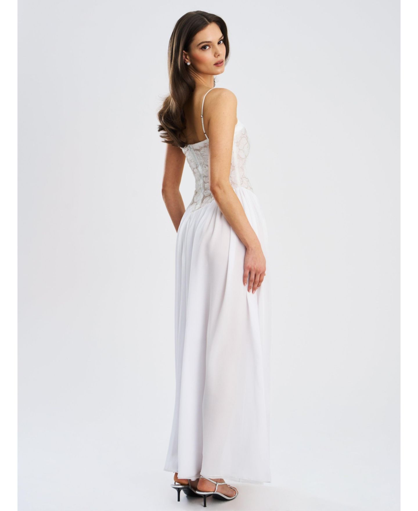 Женское платье Miss Circle Ucille White Embroidered Chiffon Maxi, цвет: Белый — фото 4