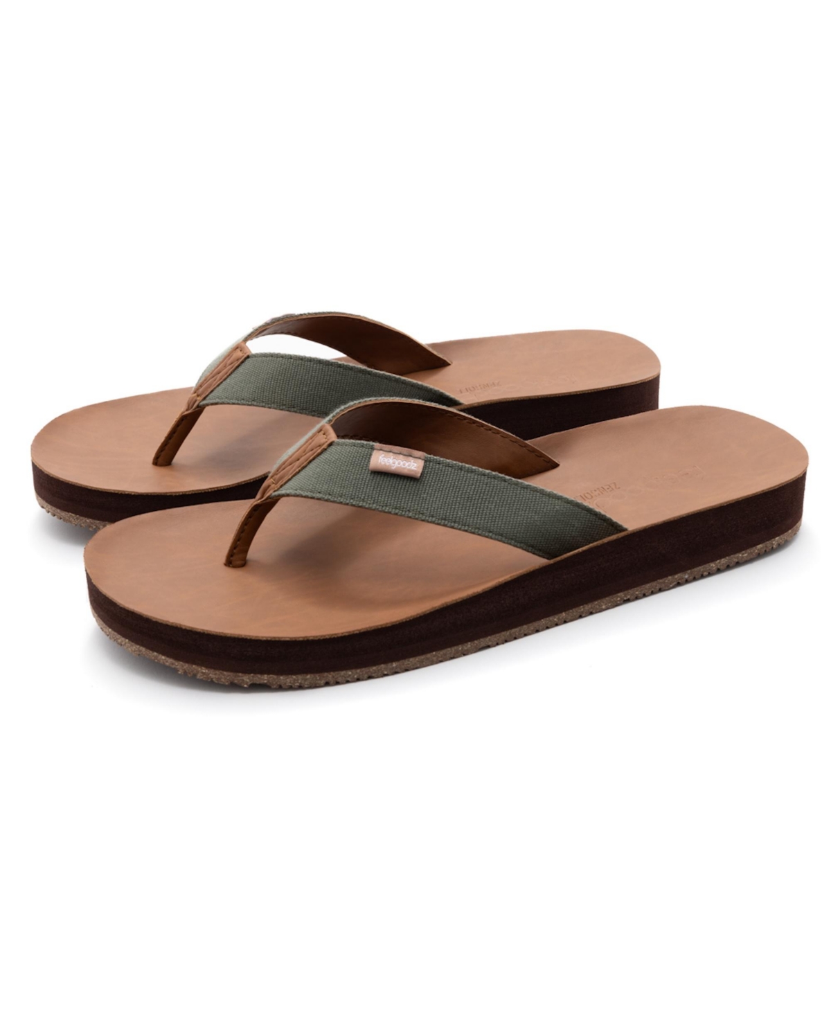 Men's Men s Zensole Kinderz Faux Leather Flip-Flop Thong Sandals - Sequoia