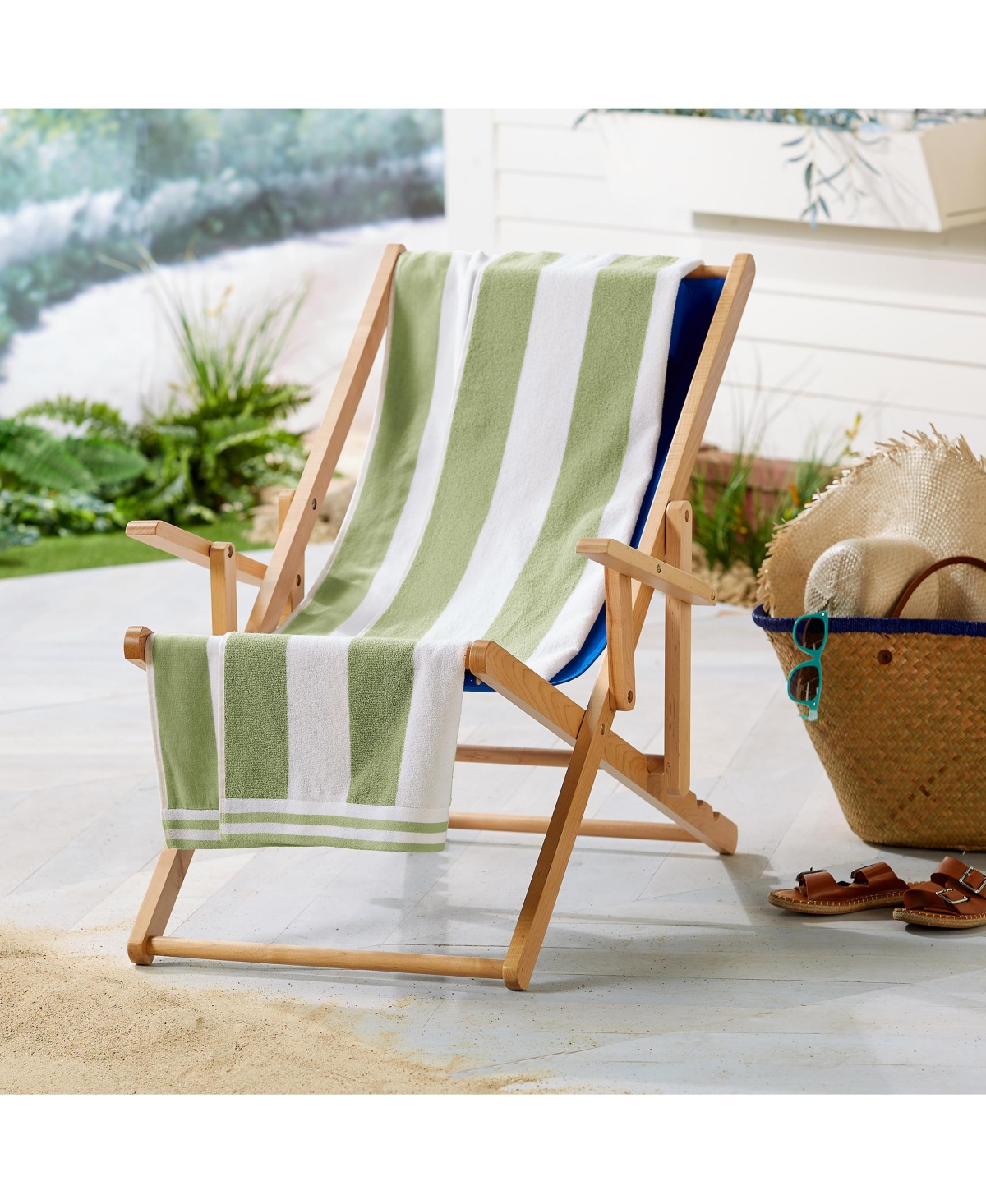 Linery & Co. 100% Cotton Velour Cabana Stripe Beach Towel, 4 Pack - 30" x 60"