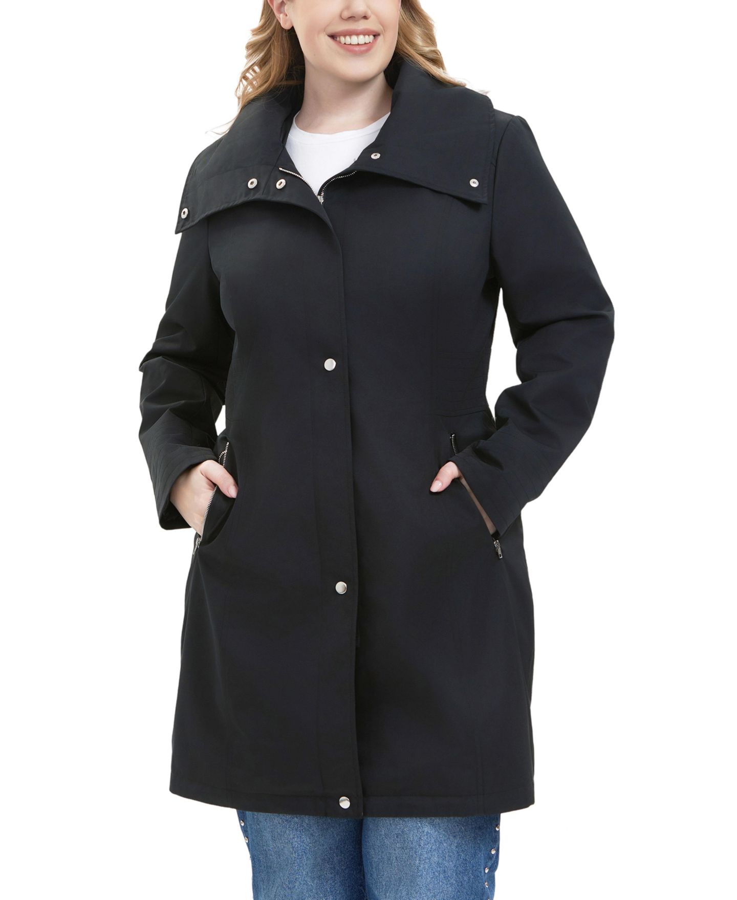 Женское пальто BGSD Plus Size Camila Water Resistant Hooded Anorak, цвет: Чёрный — фото 4