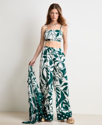 On 34th - Women's Vine-Print Wide-Leg Pants