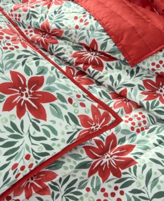 Poinsettia Quilt Set, Full/Queen, Exclusively for Macy's 