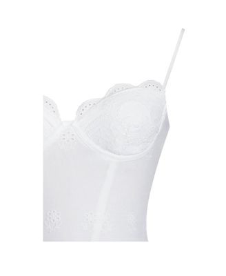 Women's Oberon White Cotton Eyelet Lace-Up Back Maxi Dress