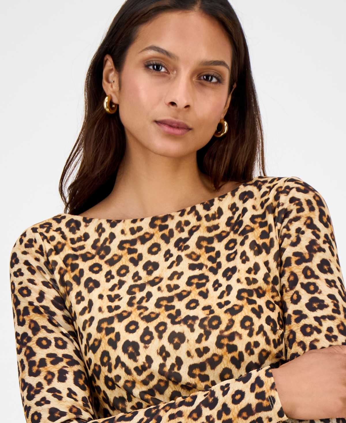Bar Iii Women's Leopard-Print Mesh Low-Back Midi Dress, Macy's Exclusive