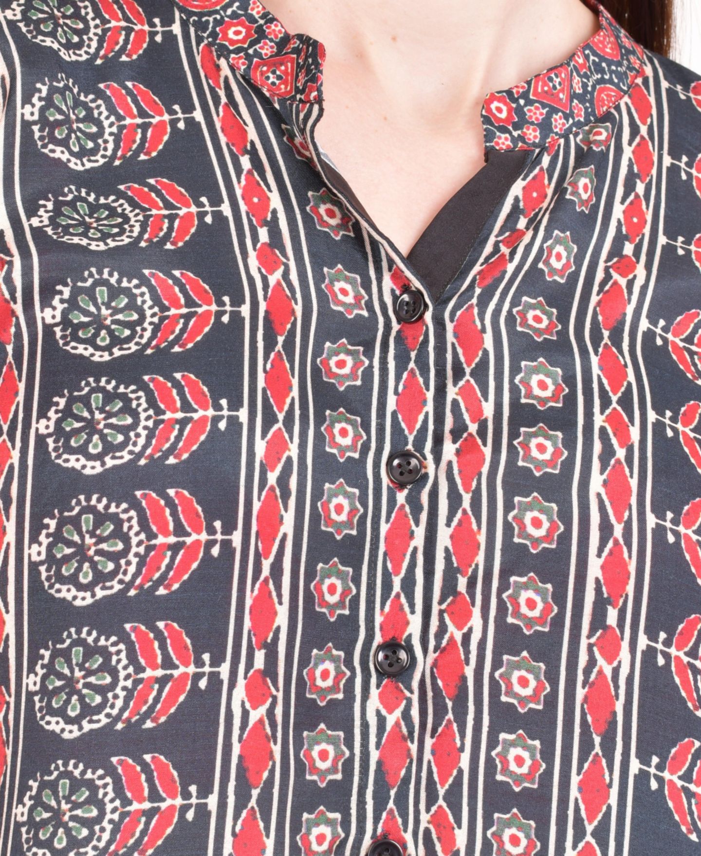 Женский топ RAAS Muslin Silk Button-Up, цвет: Тёмно-бордовый — фото 5