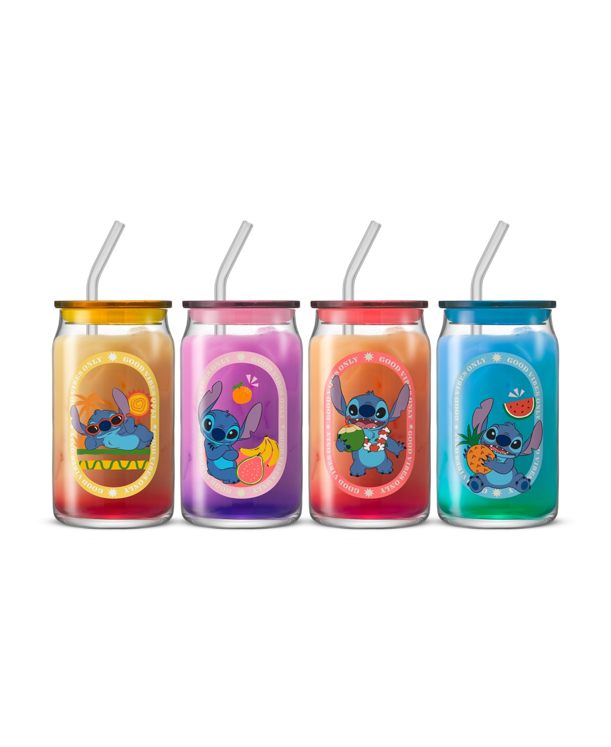 Joyjolt Lilo Stitch Island Vibes Can Tumblers, Set Of 4