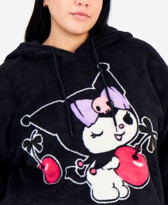 Trendy Plus Size Kuromi Fleece Pullover Hoodie
