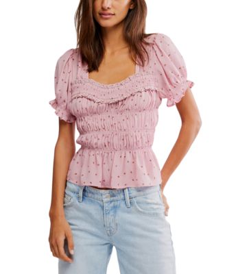 Free People - Women's Adore You Printed Puff-Sleeve Blouse