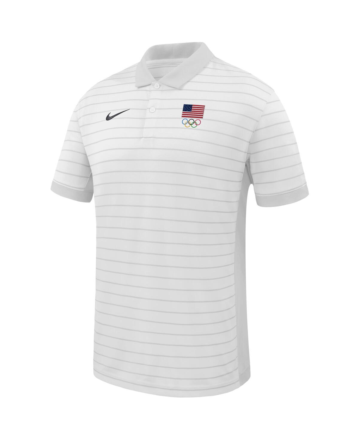 Nike Men's White Team Usa Team Victory Stripe Polo Shirt In White