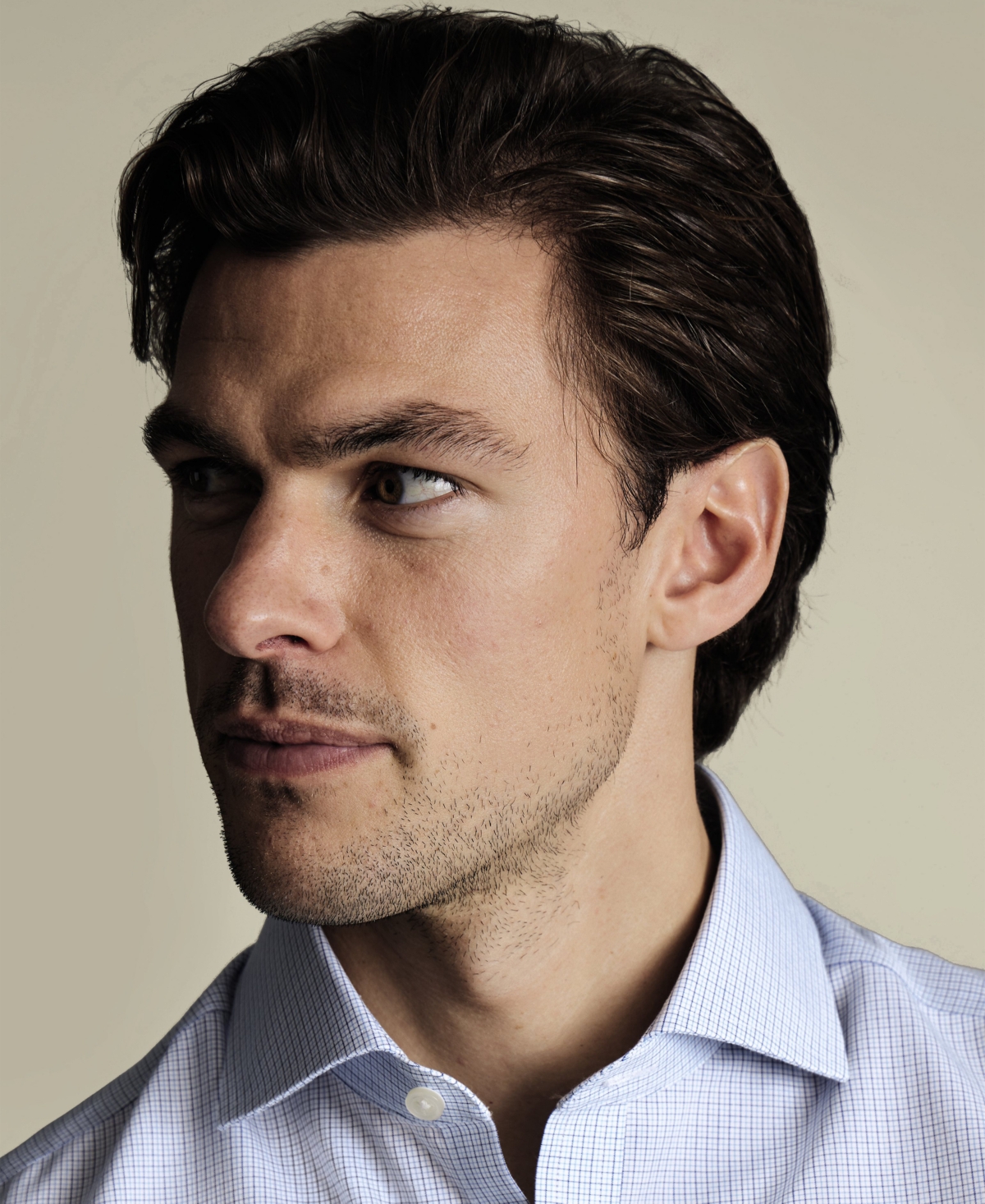 Charles Tyrwhitt Non-iron Poplin Check Shirt In Blue