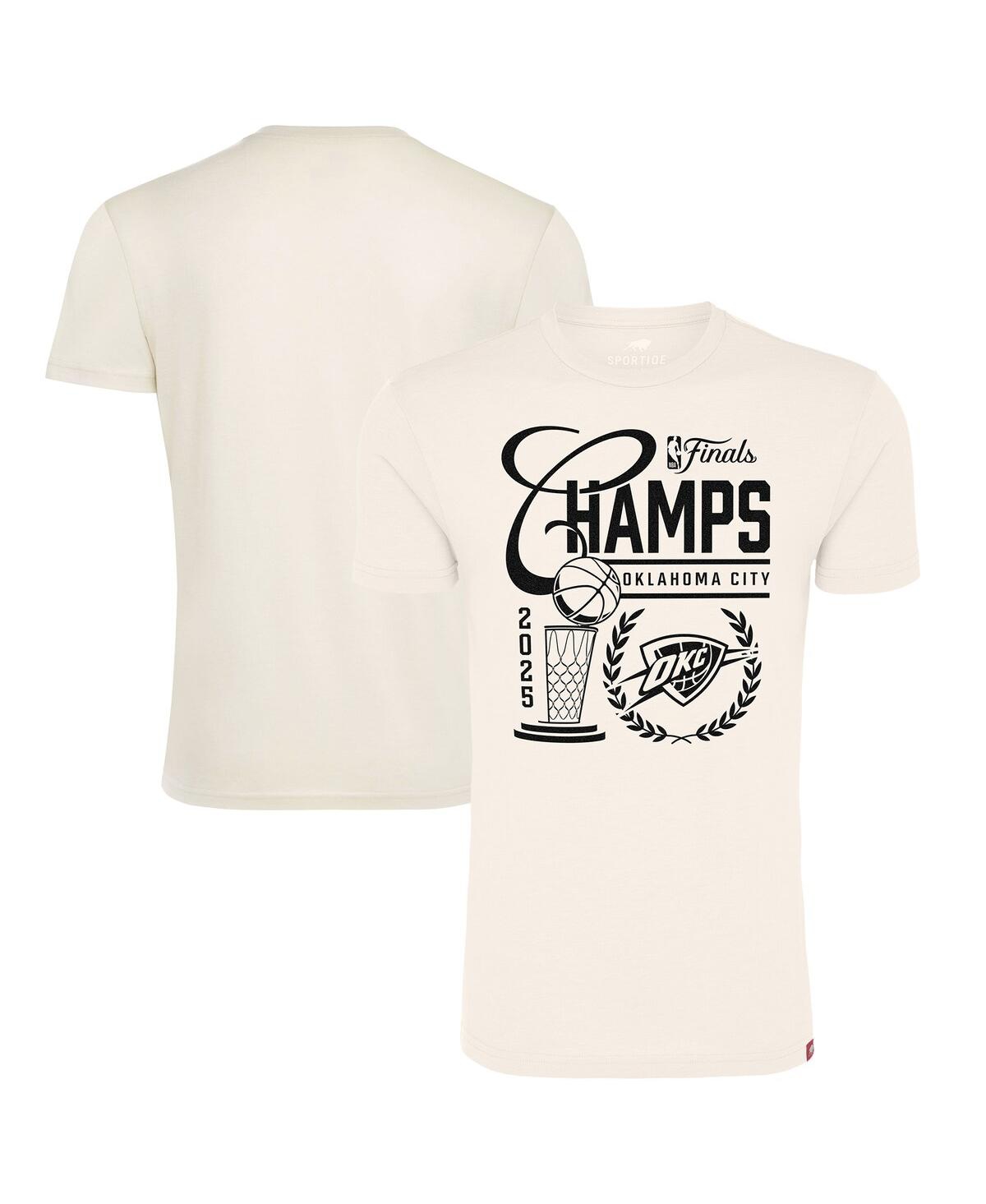 Men's and Women's Cream Oklahoma City Thunder 2025 Nba Finals Champions Metallic Logo Tri-Blend T-Shirt - Cream