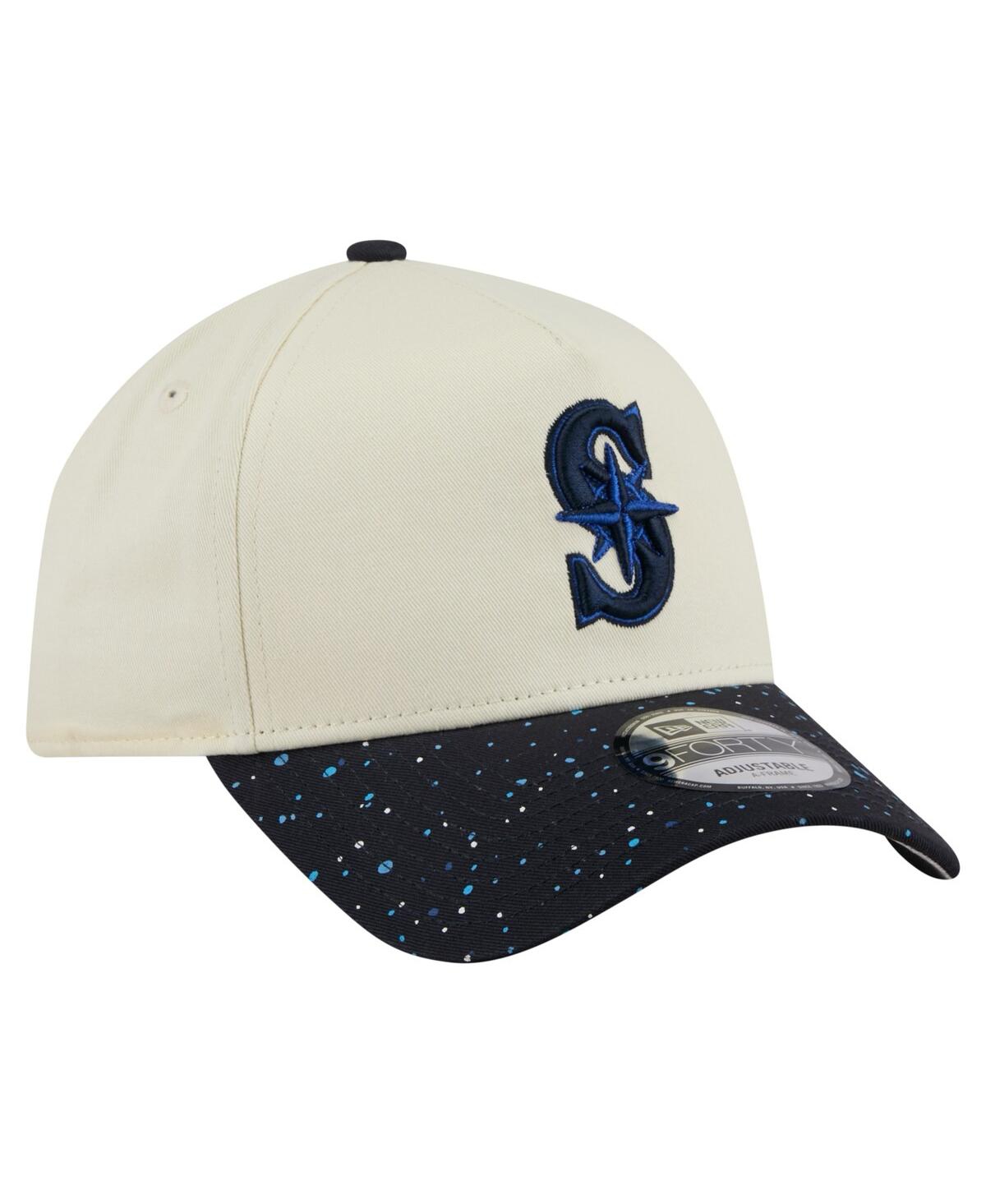 New Era Men's Cream Seattle Mariners Speckle A-frame 9forty Adjustable Hat In White