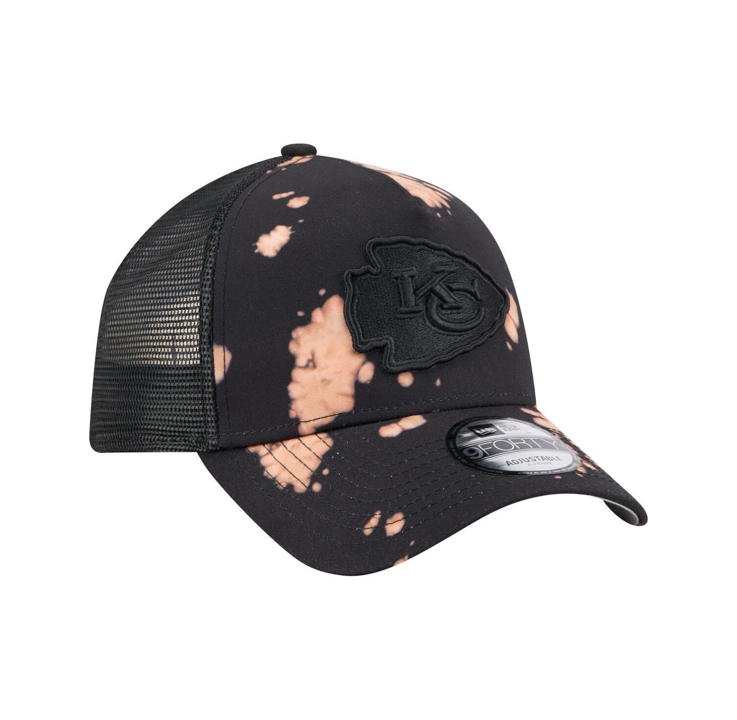 Men's Black Kansas City Chiefs Bleached 9FORTY A-Frame Adjustable Hat