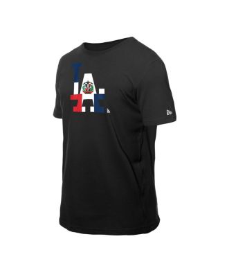Men's Black Los Angeles Dodgers Dominican Republic Flag Logo T-Shirt