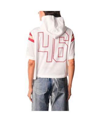 Women's White San Francisco 49ers Mesh Short Sleeve Hoodie T-Shirt