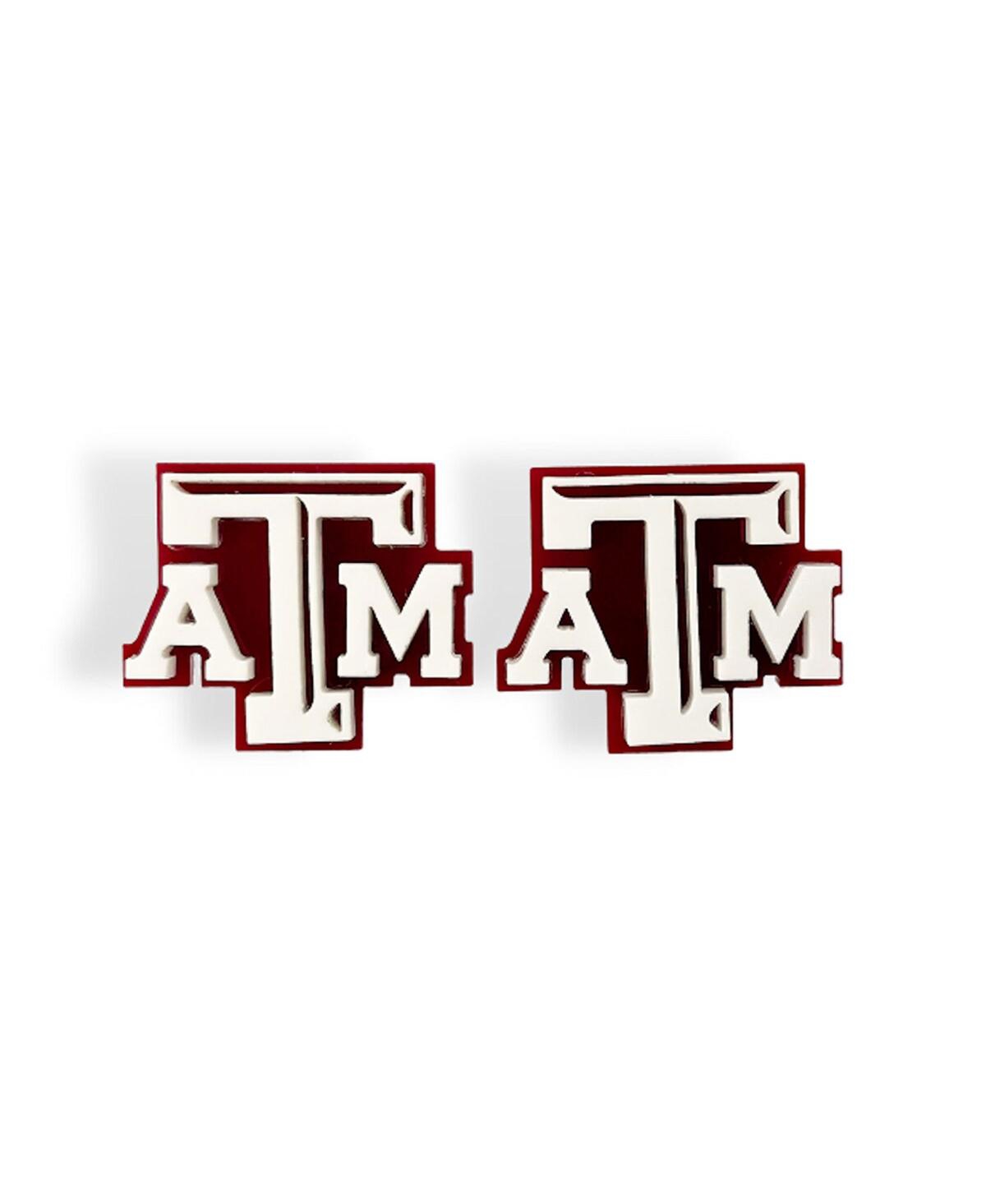 Brianna Cannon Texas A&m Aggies Stud Logo Earrings In White