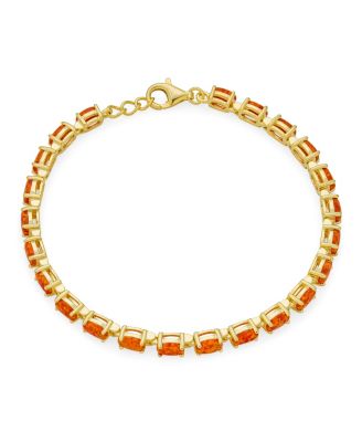 Solitaire Round Created Opal Tennis Bracelet Sterling Silver