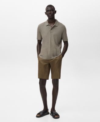 Men's Slim-Fit Linen Bermuda Shorts
