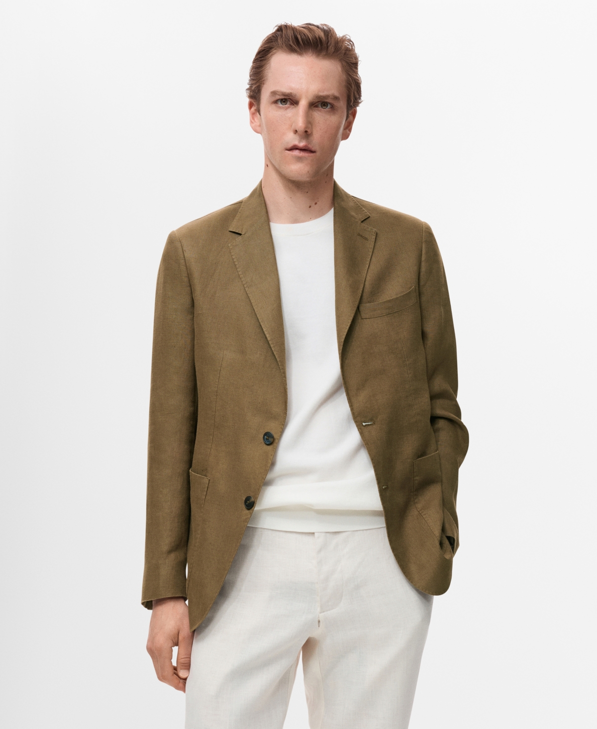 Men's Linen Slim Fit Salerno Blazer - Khaki