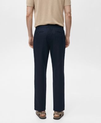 Men's Slim-Fit Drawstring Linen Pants