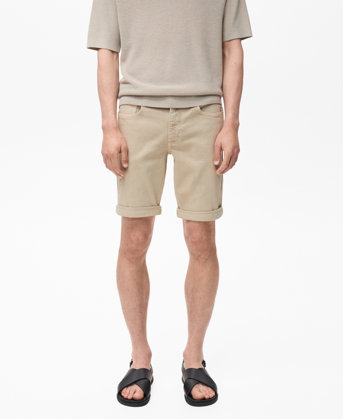 Men's Slim-Fit Denim 11.5" Bermuda Shorts - Sand