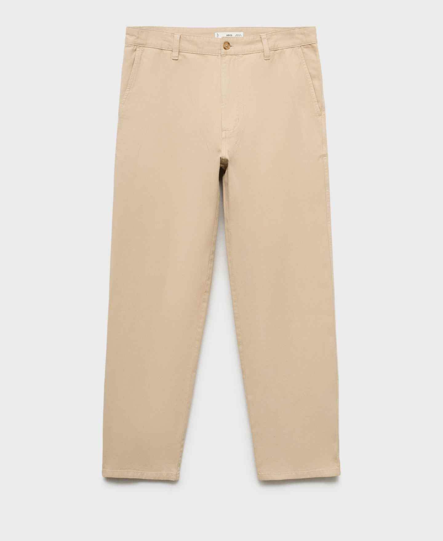 Мужские джинсы MANGO Cotton-Linen Blend Regular-Fit, цвет: Бежевый — фото 2