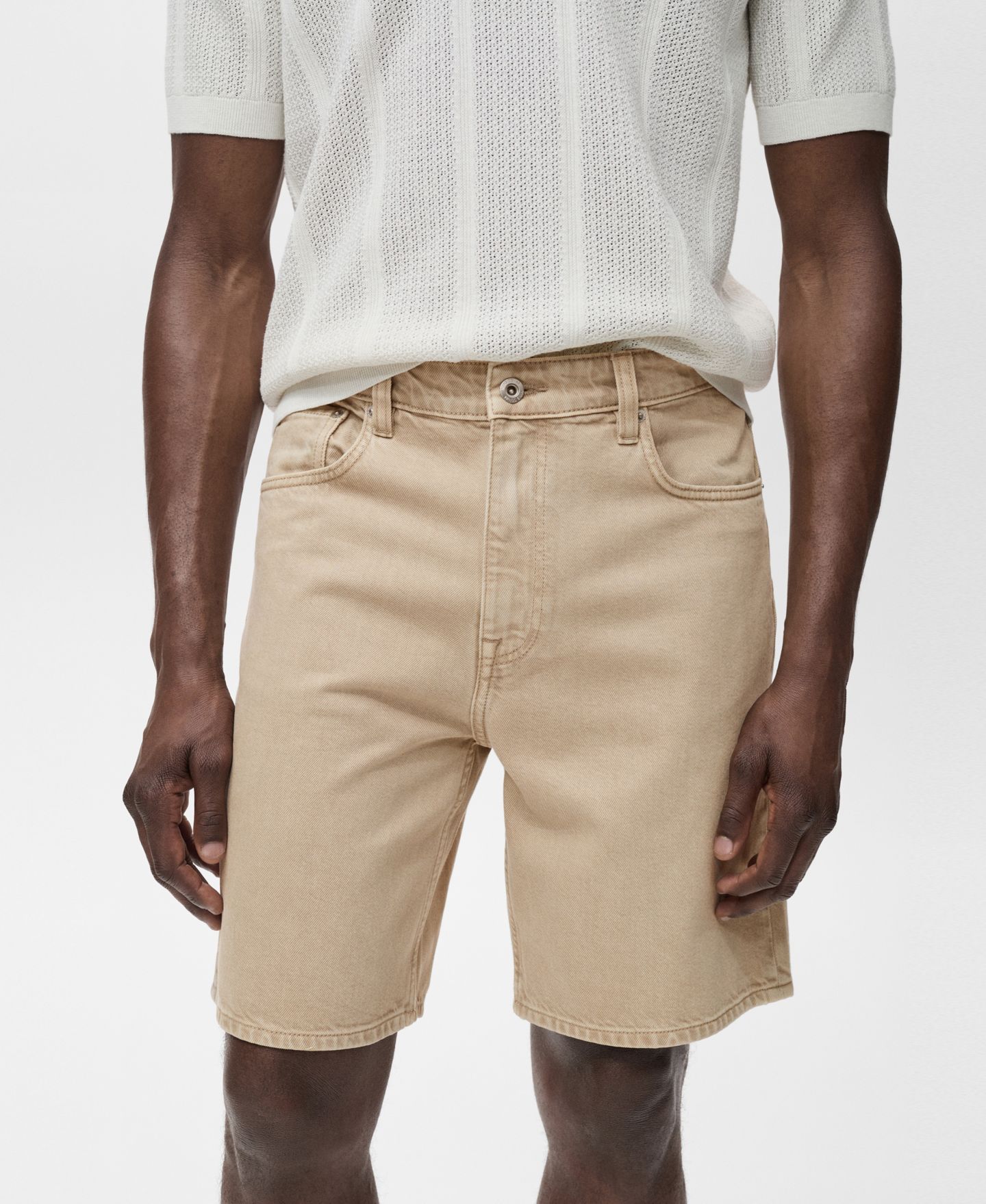 Мужские шорты Mango Regular-Fit 9" Denim Shorts, цвет: Серый — фото 8