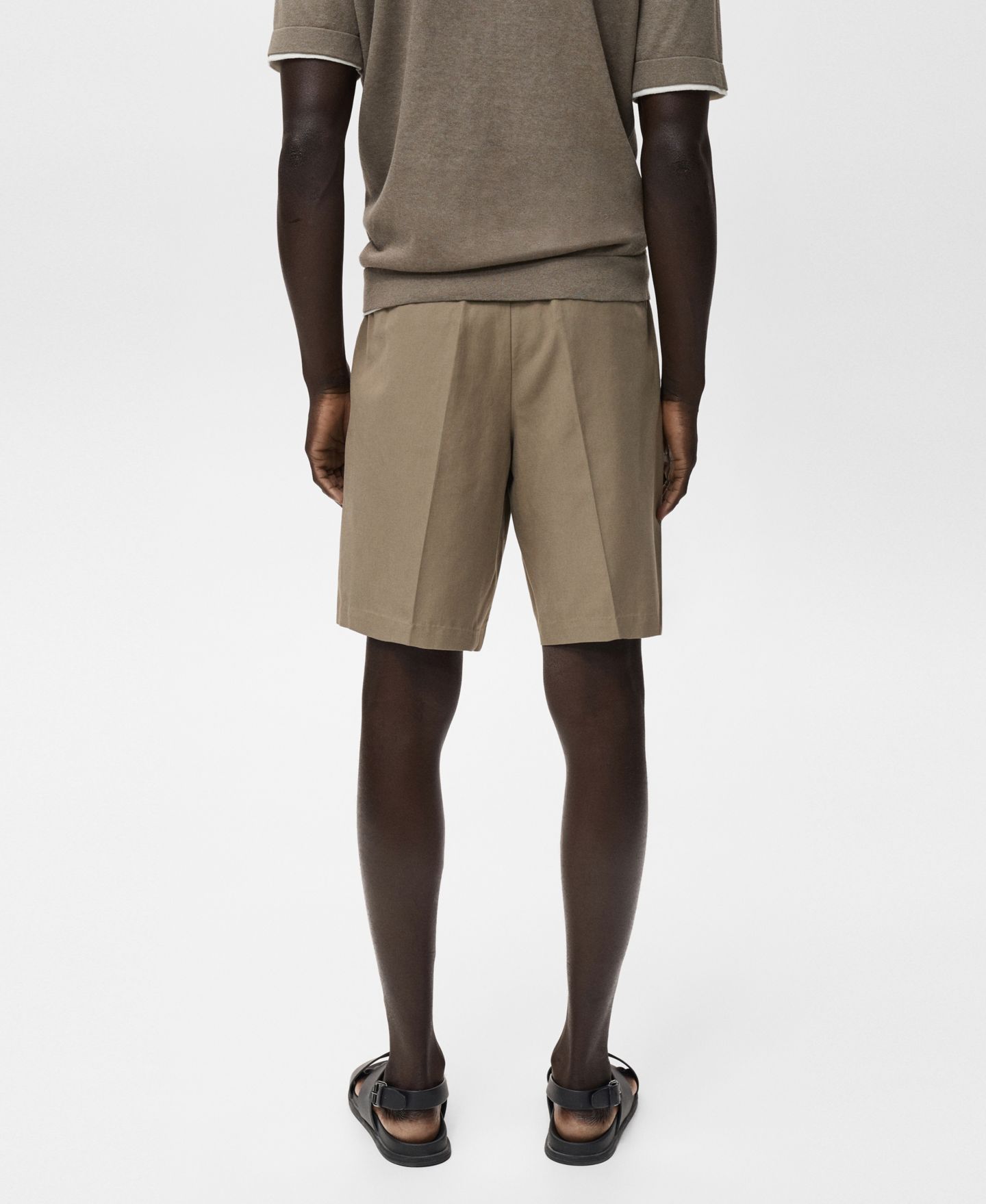 Мужские шорты Mango Linen 9.5" Bermuda, цвет: Коричневый — фото 2