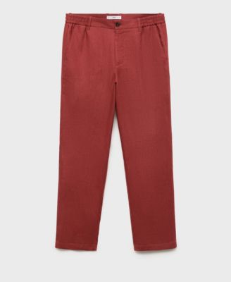 Men's Elastic Waistband Linen Pants