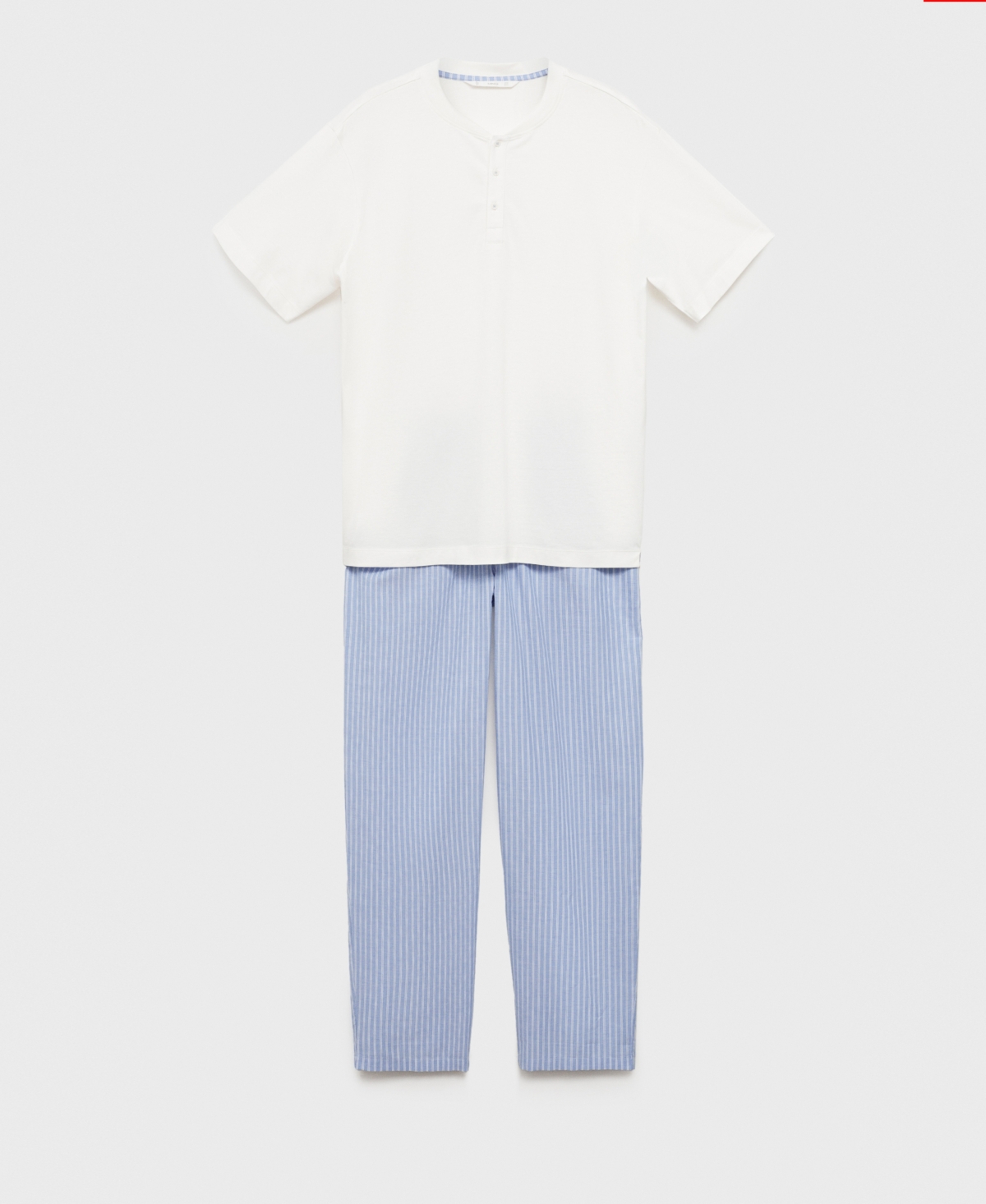 Mango Men's Cotton Combined Pajama Pack In White