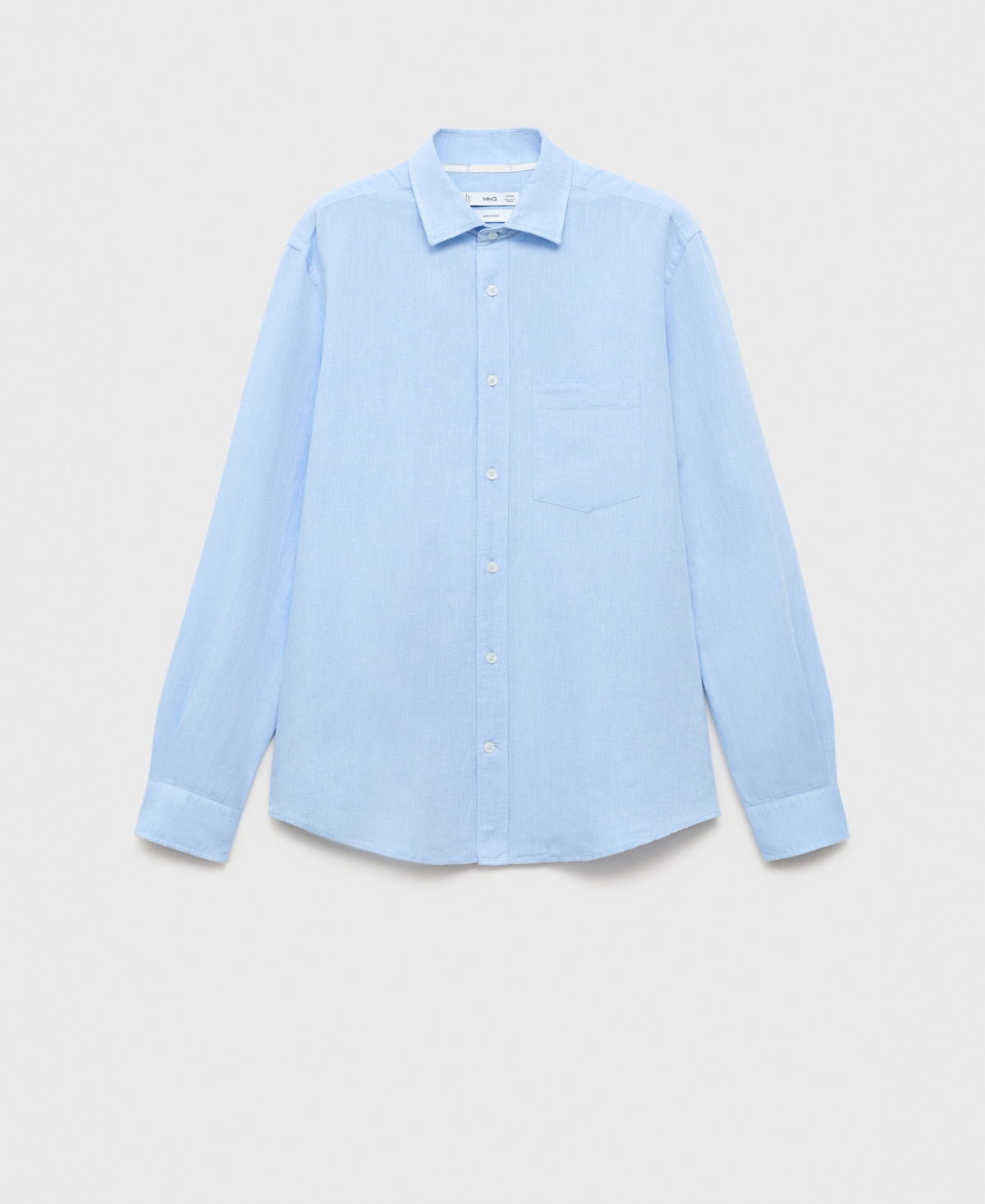 Mango Classic Fit Linen & Cotton Button-up Shirt In Blue