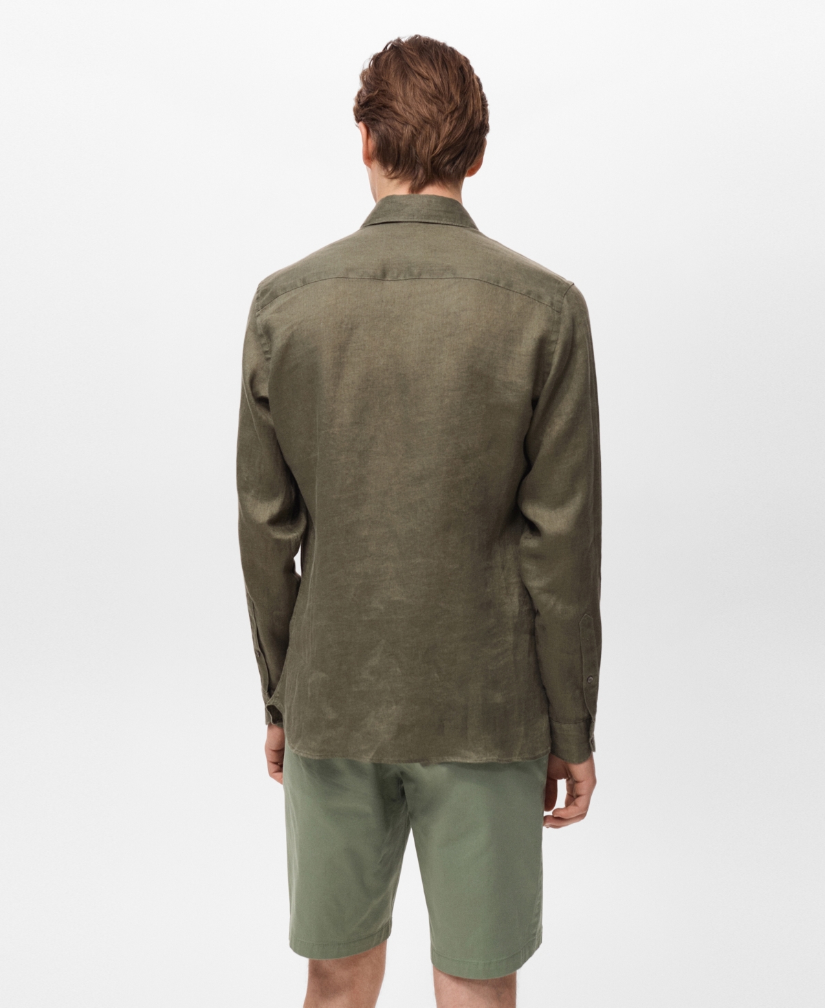 Mango Slim Fit Linen Button-up Shirt In Brown