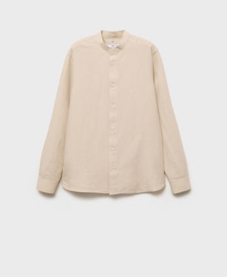 Men's Mao Collar Linen Shirt