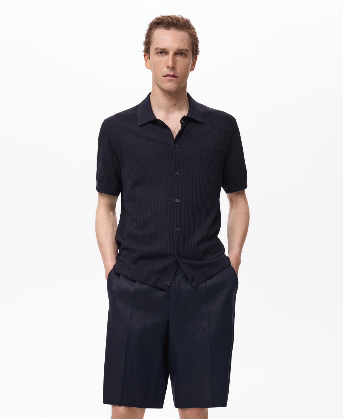 Men's Rib-Knit Shirt - Navy