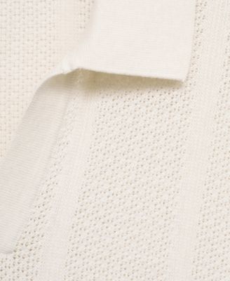 Men's Openwork Knitted Cotton Polo Shirt