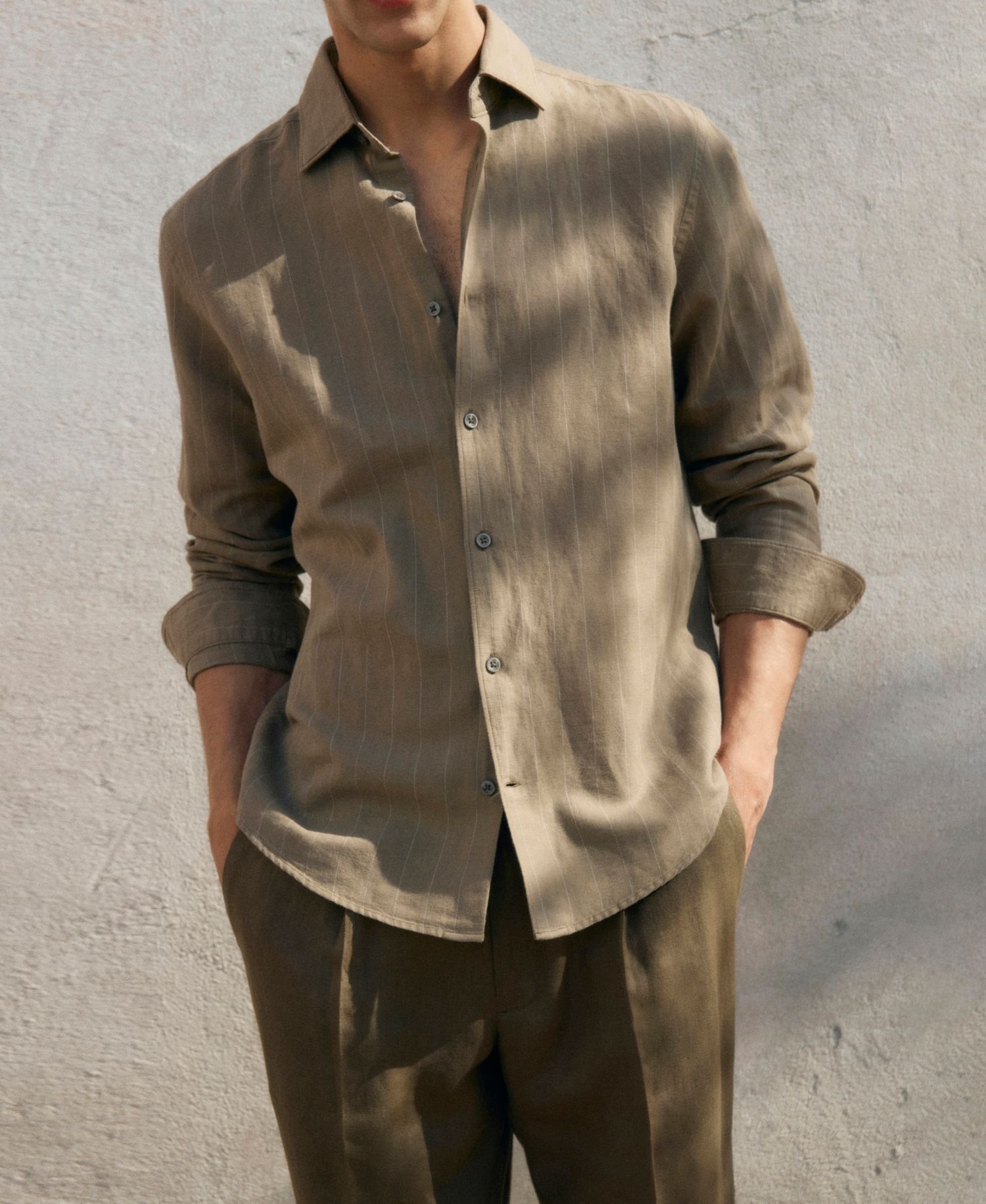 Men's Linen Pinstripe Shirt