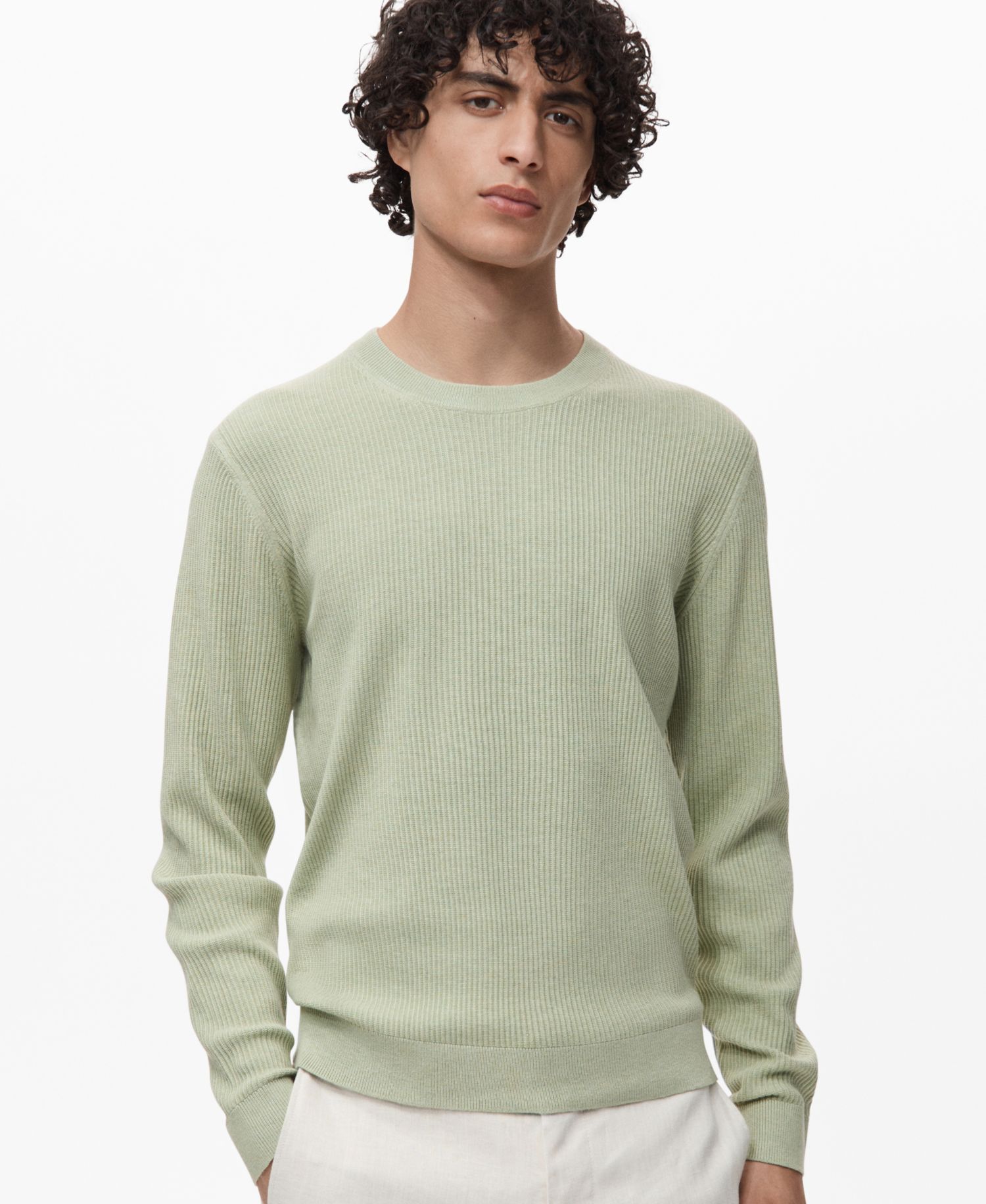 Men's Fine Rib-Knit Cotton Sweater