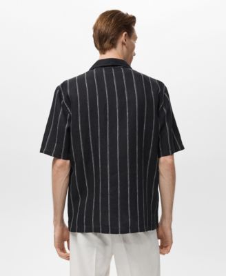 Men's Linen Short-Sleeve Striped Shirt
