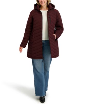Plus Size Hooded Water-Resistant Puffer Coat