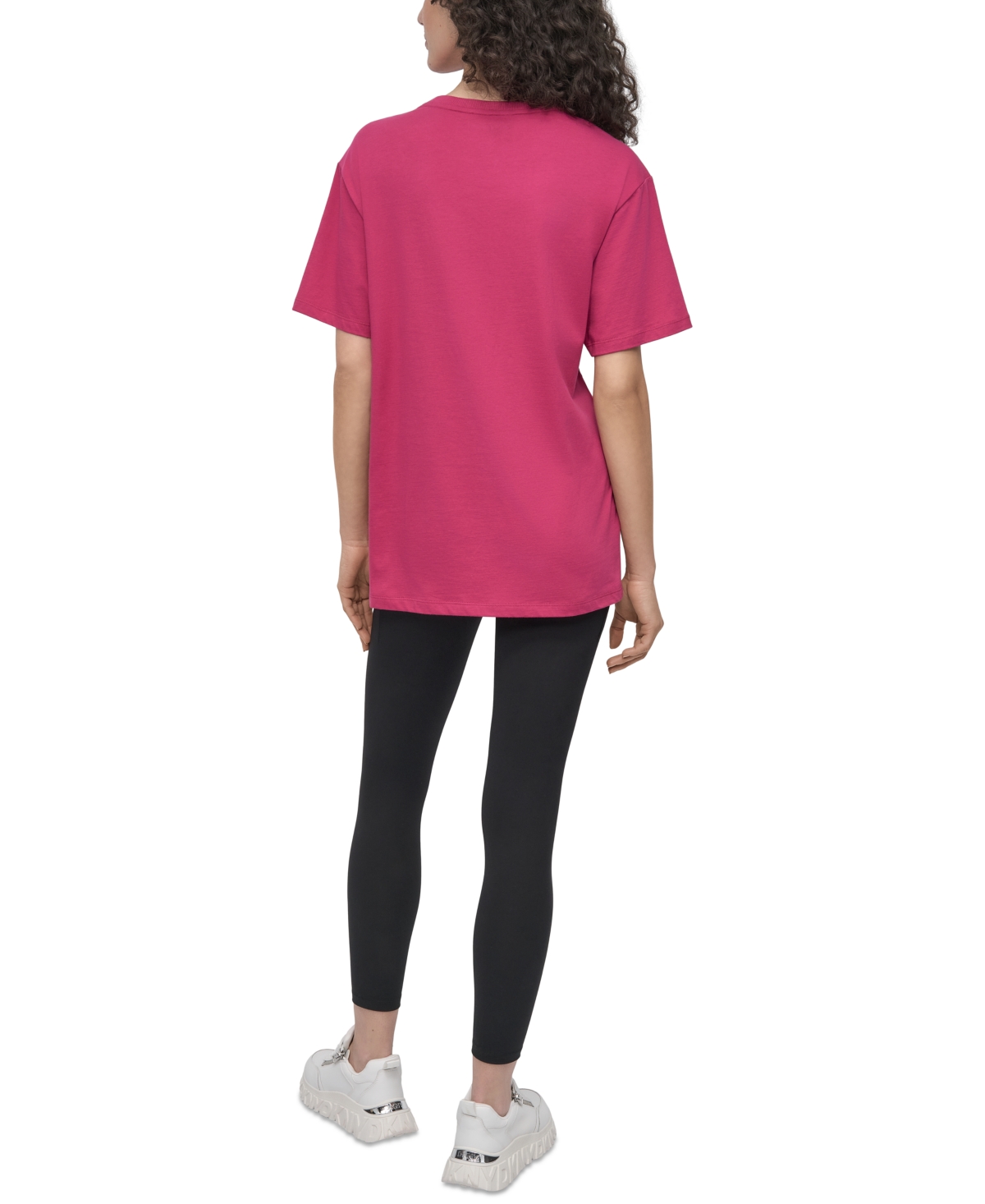 Dkny Sport Women's Varsity Satin Logo Oversized Cotton T-shirt In Pink