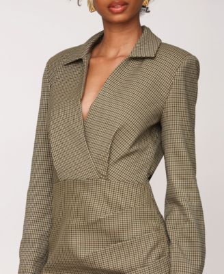 Women's Printed Split-Neck Mini Dress