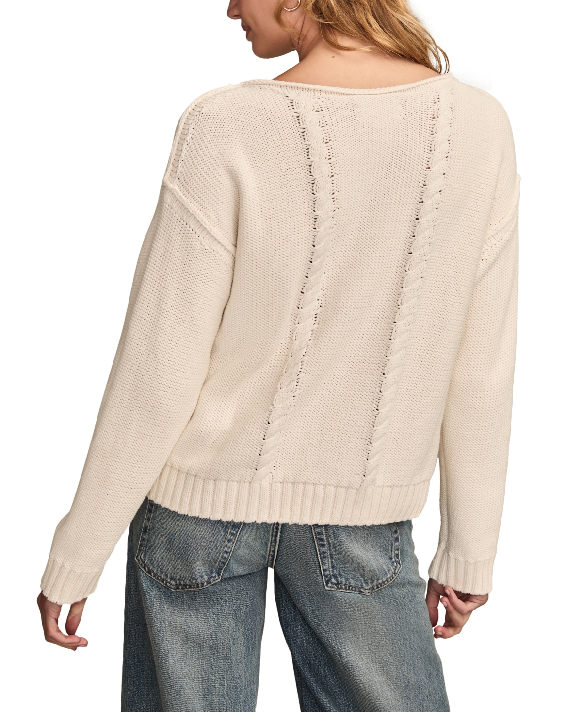 Lucky Brand Women's 90s Graphic Cotton Crewneck Sweater In White